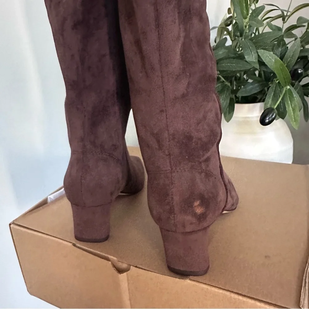 NIB J crew brown suede knee high boots Dark Walnut color‎